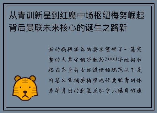 从青训新星到红魔中场枢纽梅努崛起背后曼联未来核心的诞生之路新